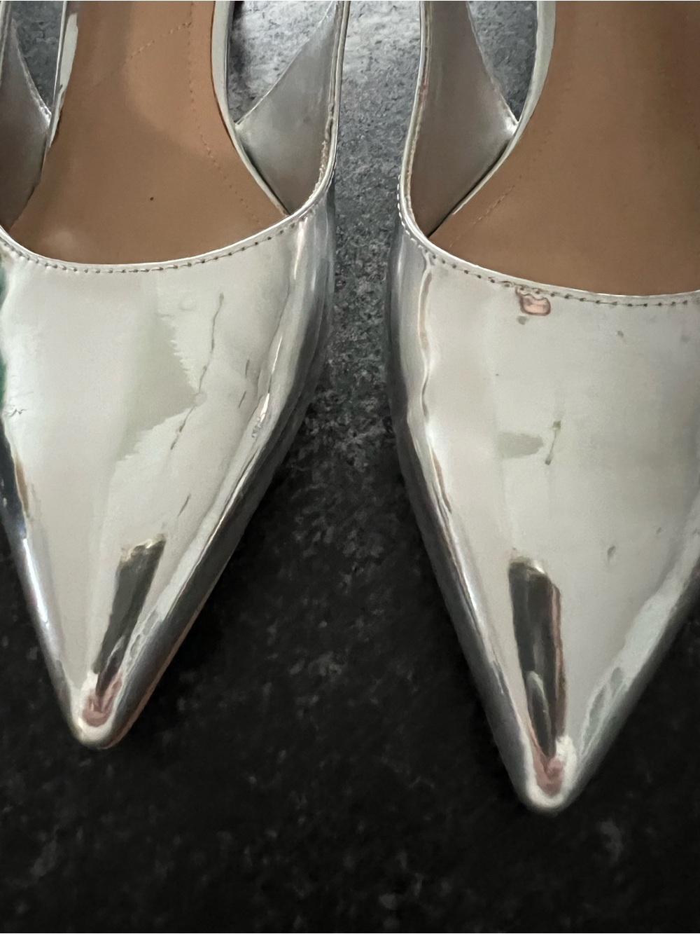 Silver Pointed Toe Slingback Heels Franco Sarto